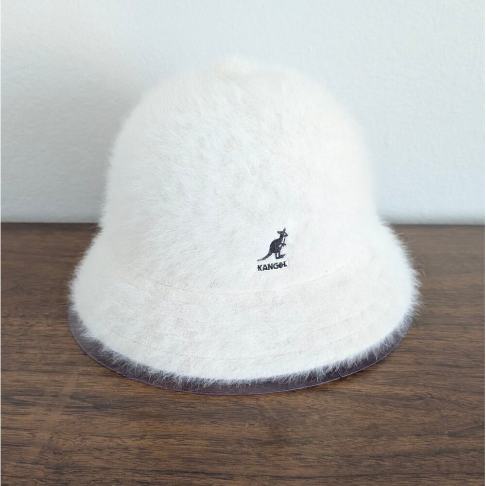 Kangol Unisex Furgora Ivory Casual Angora Fuzzy Real Fur Bucket Hat, size L